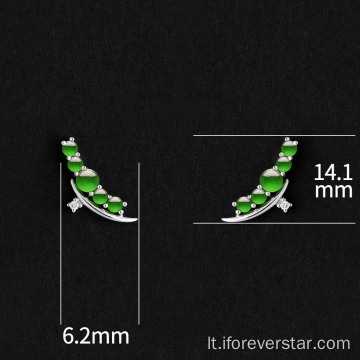 Žalios spalvos ledinės jadeite smeigės auskarai